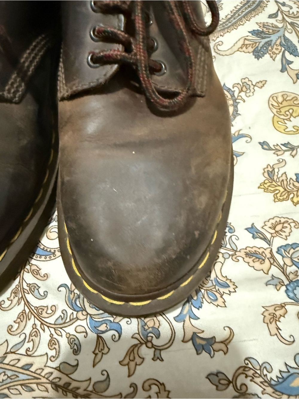 Dr. Martens Dark Brown Leather 5-Eye Lace-Up Oxfords with Yellow Welt - Picture 4 of 7